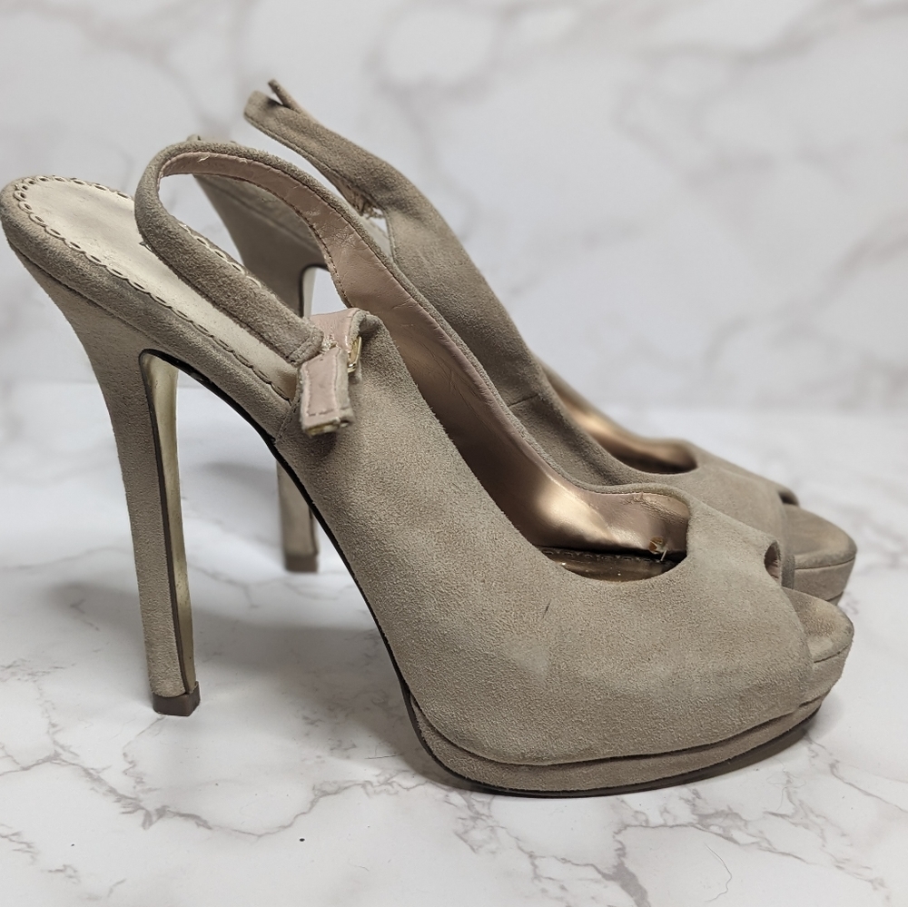 BEBE open toe slingback heels 7.5